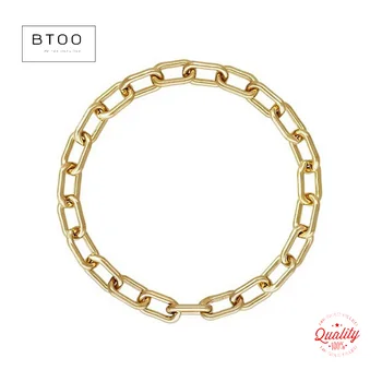 여성용 14K 골드 채워진 종이 클립 체인 링, 보호 골드 주얼리, 미니멀리스트 너클, 2.4x4mm, Anillos Mujer 금반지 