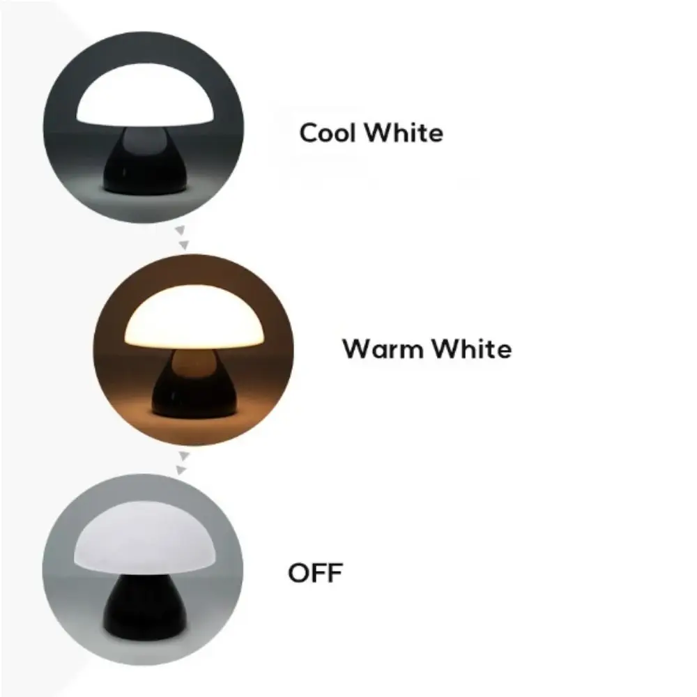 

Warm White Lights Mushroom LED Table Lamp Touch Control USB Charging Port USB Charging Night Light LED Technology