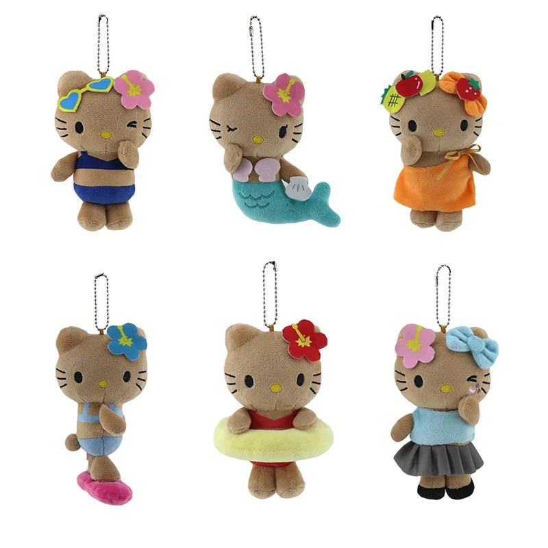 

Cute cartoon Hawaiian cute HELLO KITTY cat bag pendant plush doll book packaging decoration girl heart keychain hanging decorati
