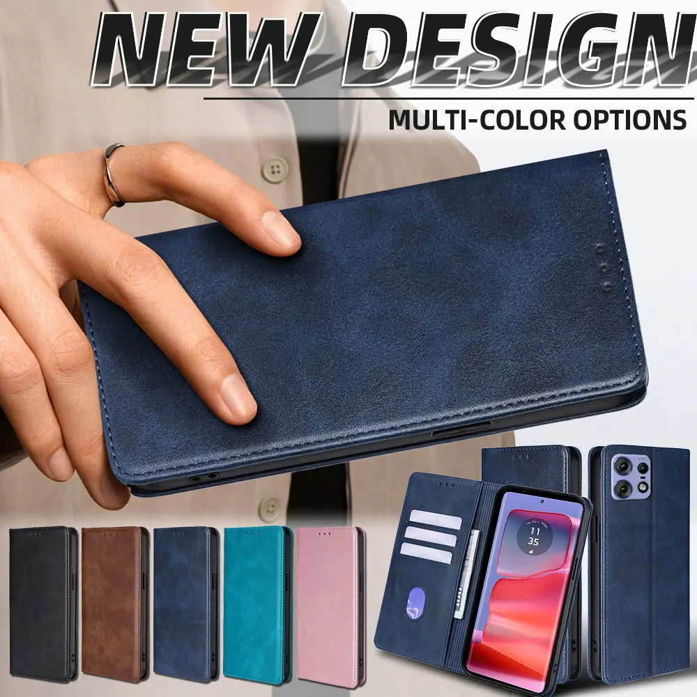 

Чехол-бумажник Gefenis Business из искусственной кожи для Motorola Edge 50 Pro 50 Ultra 50 Fusion Neo Edge 5G 2024, противоударный чехол для карты