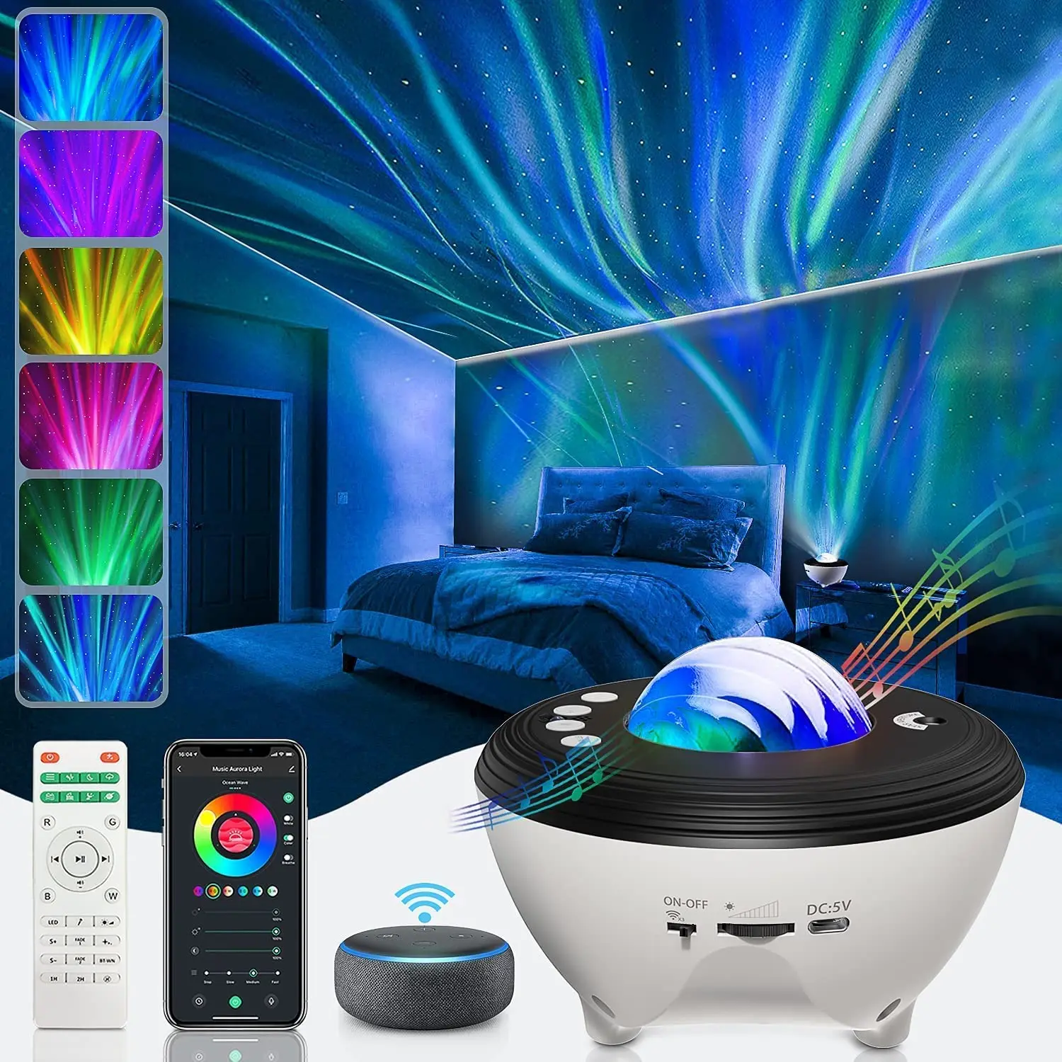 Galaxy Light Projector for Bedroom,Smart Aurora Star Projector with Remote&App Alexa Night Light Projector for Kids Adults Gifts