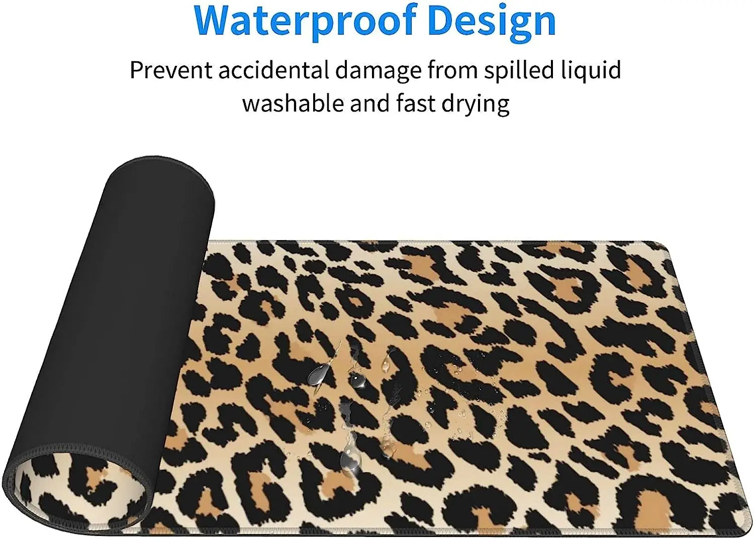 Leopard Print Desk Pad 35.4x15.7 Inch XXL Animal Cheetah Spots Print Extended Mouse Pad Non-Slip Rubber Base Large