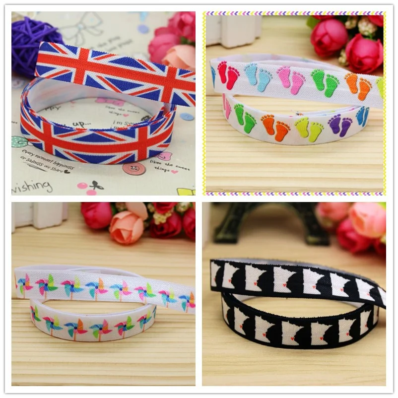 5/8''  Fold Elastic FOE flag state winnower printed headband headwear hairband diy decoration wholesale OEM D68