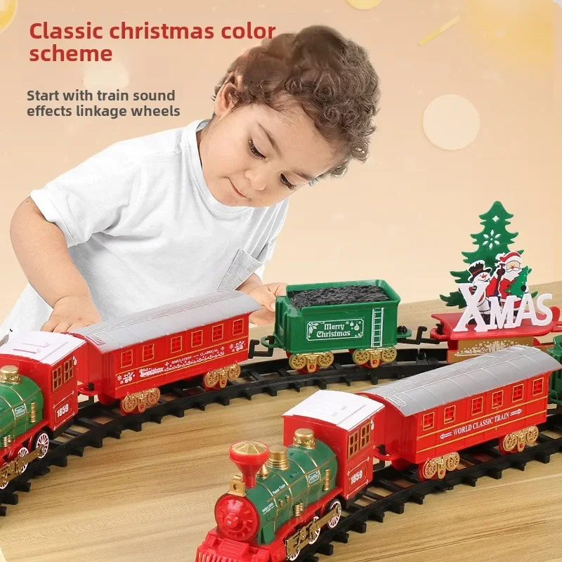 Tren de Navidad simulado, coche ferroviario de juguete, modelo de regalo de cumpleaños, tren retro de alta velocidad, eléctrico para niños