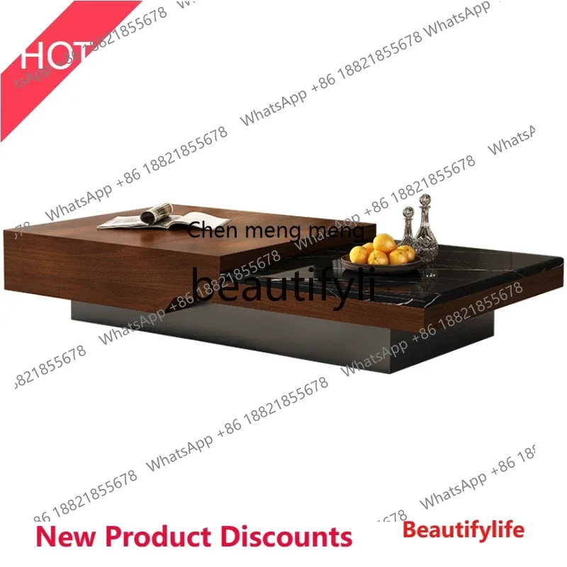 

zx1Italian minimalist marble coffee table irregular rectangular medieval style living room light luxury