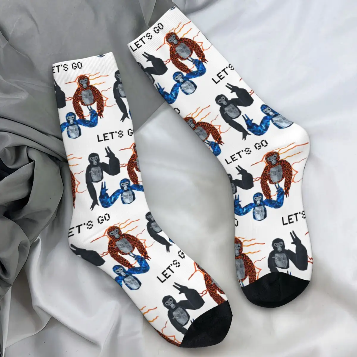 Gorilla Tag Monke VR Gamer Socks Funny Stockings Men Medium Soft Outdoor Socks Autumn Custom Non Skid Socks