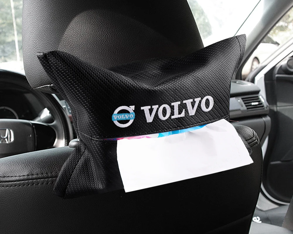 

1pc New Carbon Fiber Car Tissue Box Sunshade Seat Backrest Suspension Car Armrest Box Storage Organization For Volvo XC90 V60