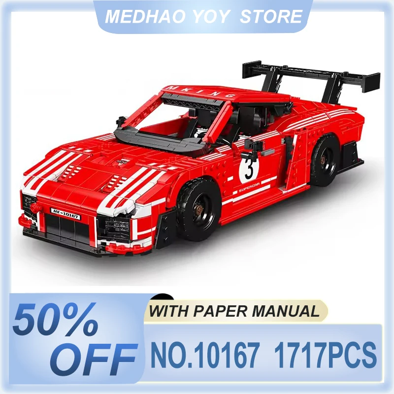 Mold King 10167 Technische Klassieke Auto Speelgoed Rood 935 Sport Racing Voertuig Bouwsteen Assemblage Model Baksteen Kinderen Kerstcadeau