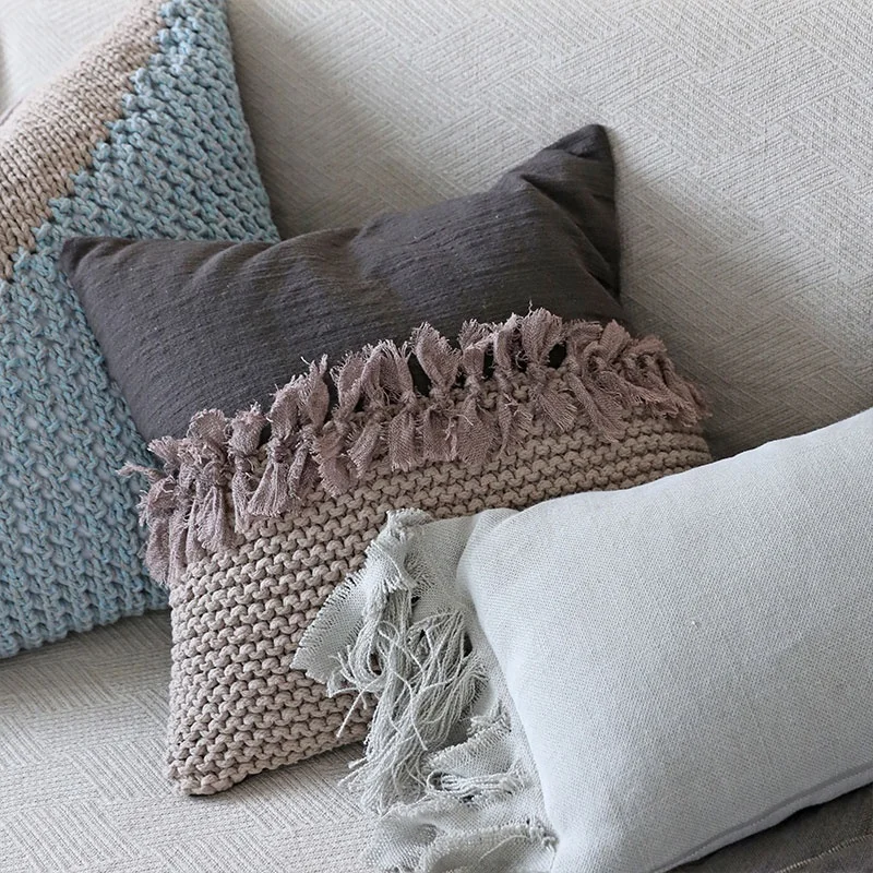 

Наволочки ручной работы в современном японском стиле из хлопка и льна с лоскутным шитьем, плетеные из смесового хлопка и льна, для гостиной в стиле кантри