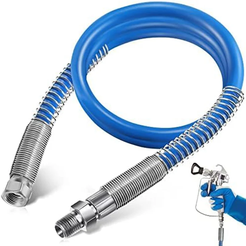 Manguera de tensión de pulverización de pintura sin aire A56X de 4 pies Compatible con manguera de pulverización de pintura de alta presión de 3/16 ID, extendida Flexible de 3000 PSI