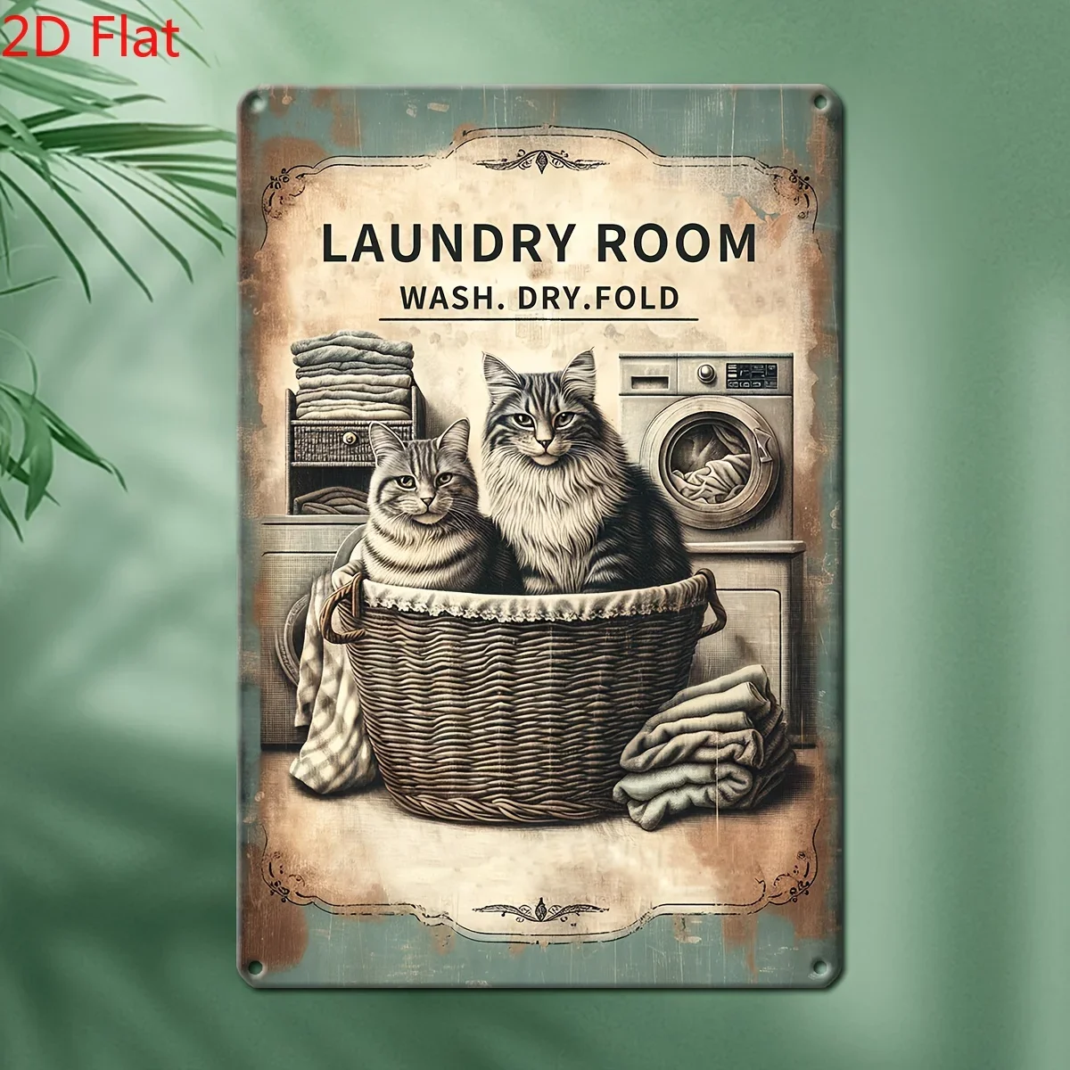 1pc, 2D flat printed Laundry room dry cleaning - rectangular iron sign, suitable for home decoration, coffee shops, bars