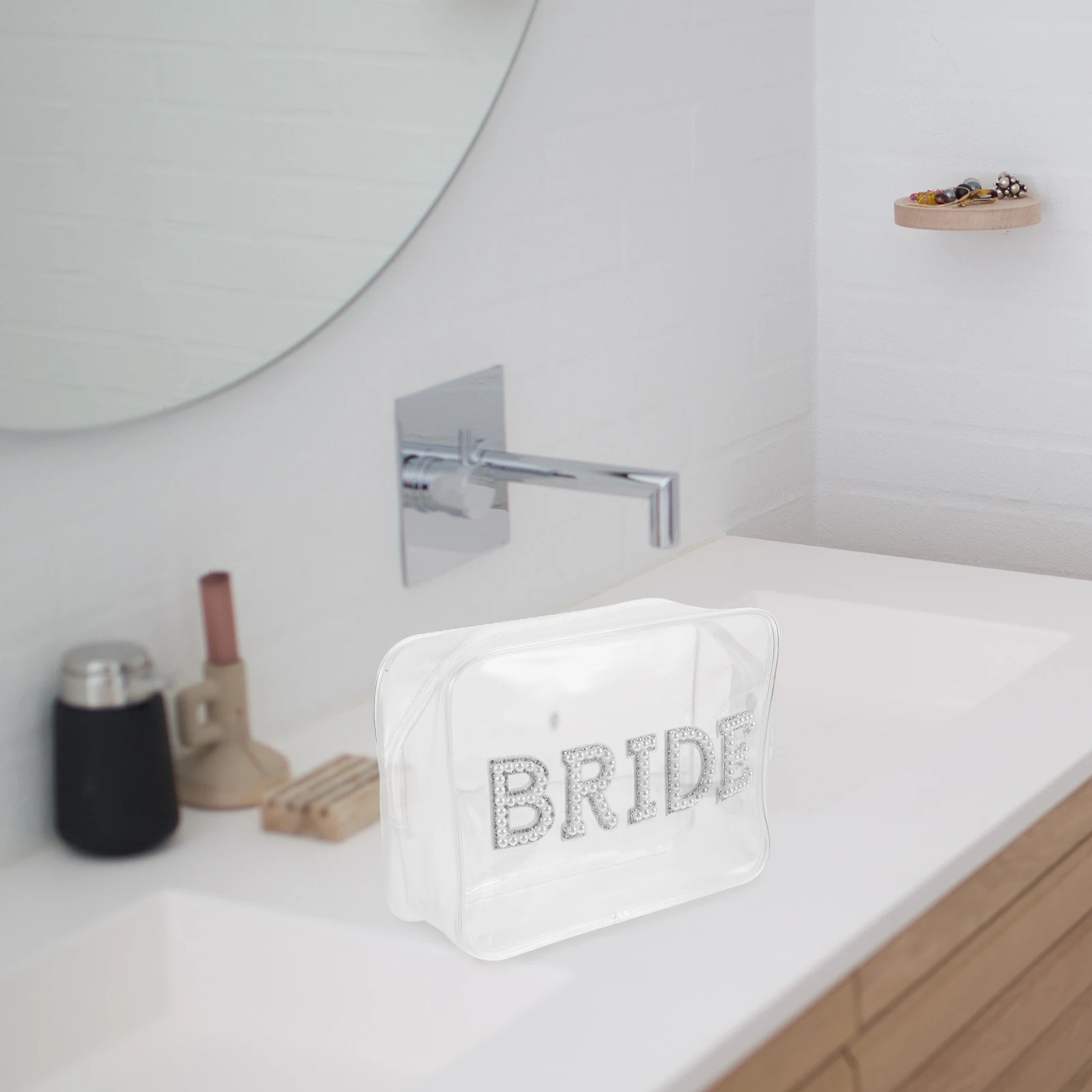 

Wedding Day Bride Emergency Kit Clear Makeup Bag Travel Pouch Toiletries Storage Zipper Holder For Accessories Airplane