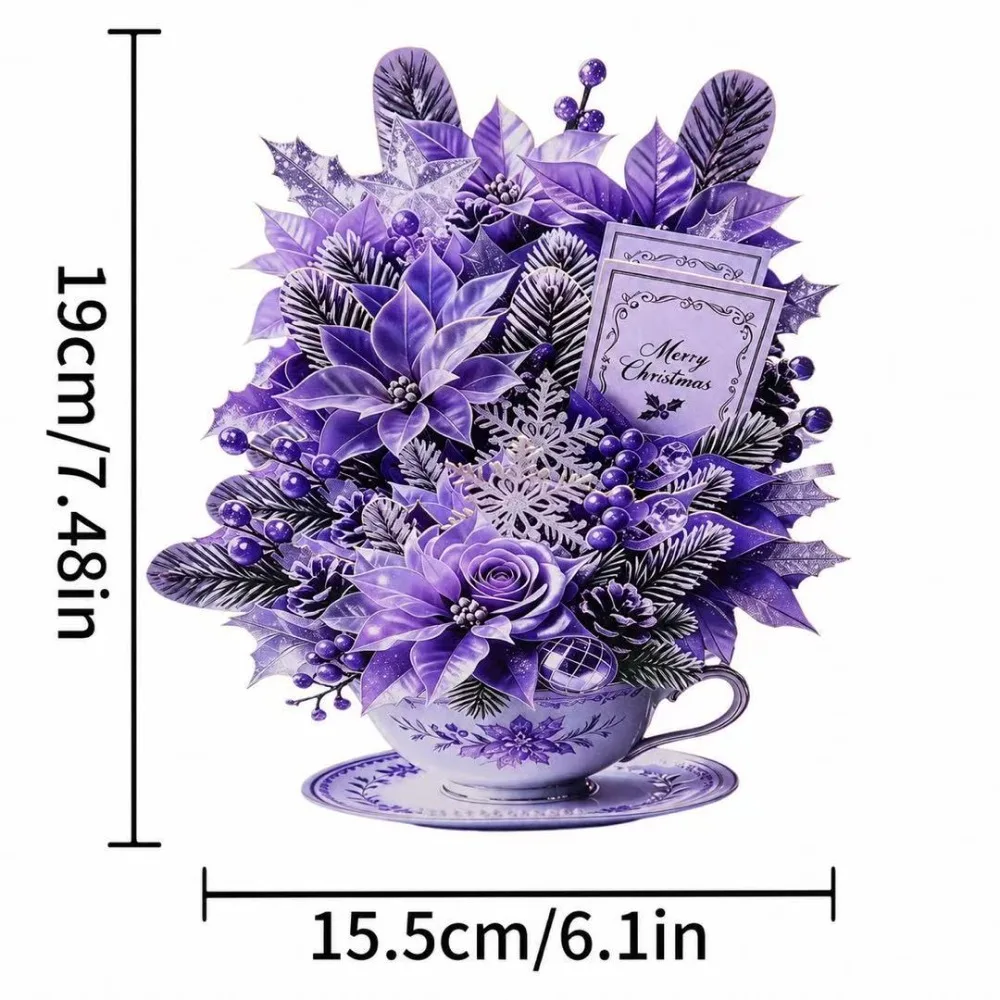 3D Pop Up Teacup Card with Envelope & Message Note Home Decor Christmas Greeting Cards Best Wishes Surprise Floral Bouquet Cards