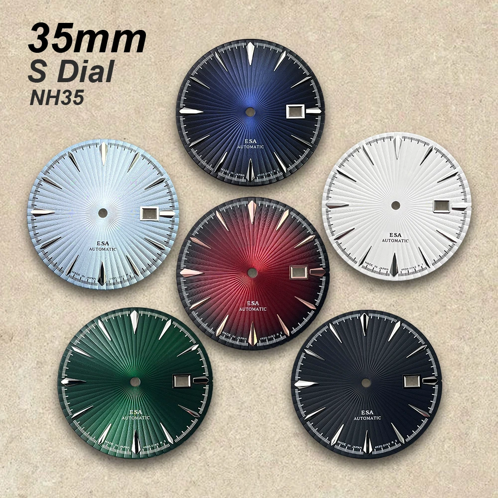 35mm Cocktail S Dial Fit NH35 Movement High-Quality Vertical Grain Dial Watch Modification Accessories