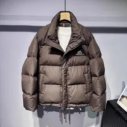 Autumn Winter Stand Up Down Jacket For Men High Street Loose Windproof Keep Warm White Duck Down Jackets And Coats