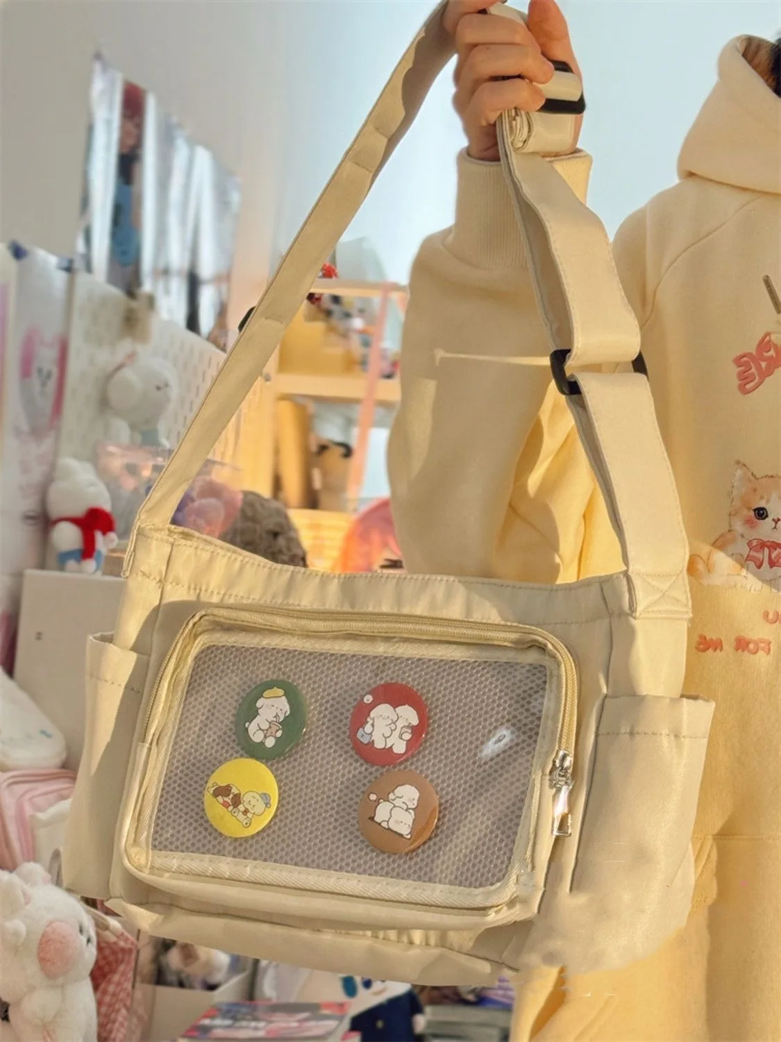 Kawaii Japanese Small Itabag Girls With Badges Display Plate Transparent Crossbody Bags JK Bag Ita Bag For Doll Shoulder Bags