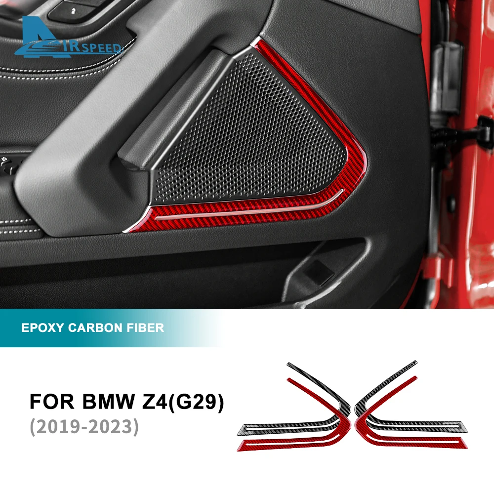 

Для BMW Z4 G29 2019 2020 2021 2022 2023 чехол для автомобильной двери динамика звуковая рамка настоящая наклейка из углеродного волокна внутренняя отделка Аксессуары