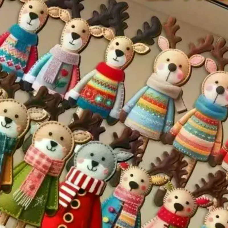 

16 шт. 2D красочные рождественские олени деревянный кулон орнамент мультфильм рождественская елка подвесное украшение для дома подарок на Новый год