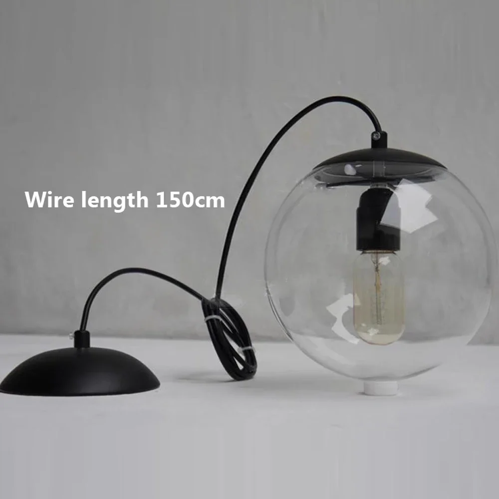 Lámpara colgante LED nórdica E27, lámpara colgante de cristal Vintage para cocina y Bar, luz colgante de globo transparente Simple para sala de estar y dormitorio