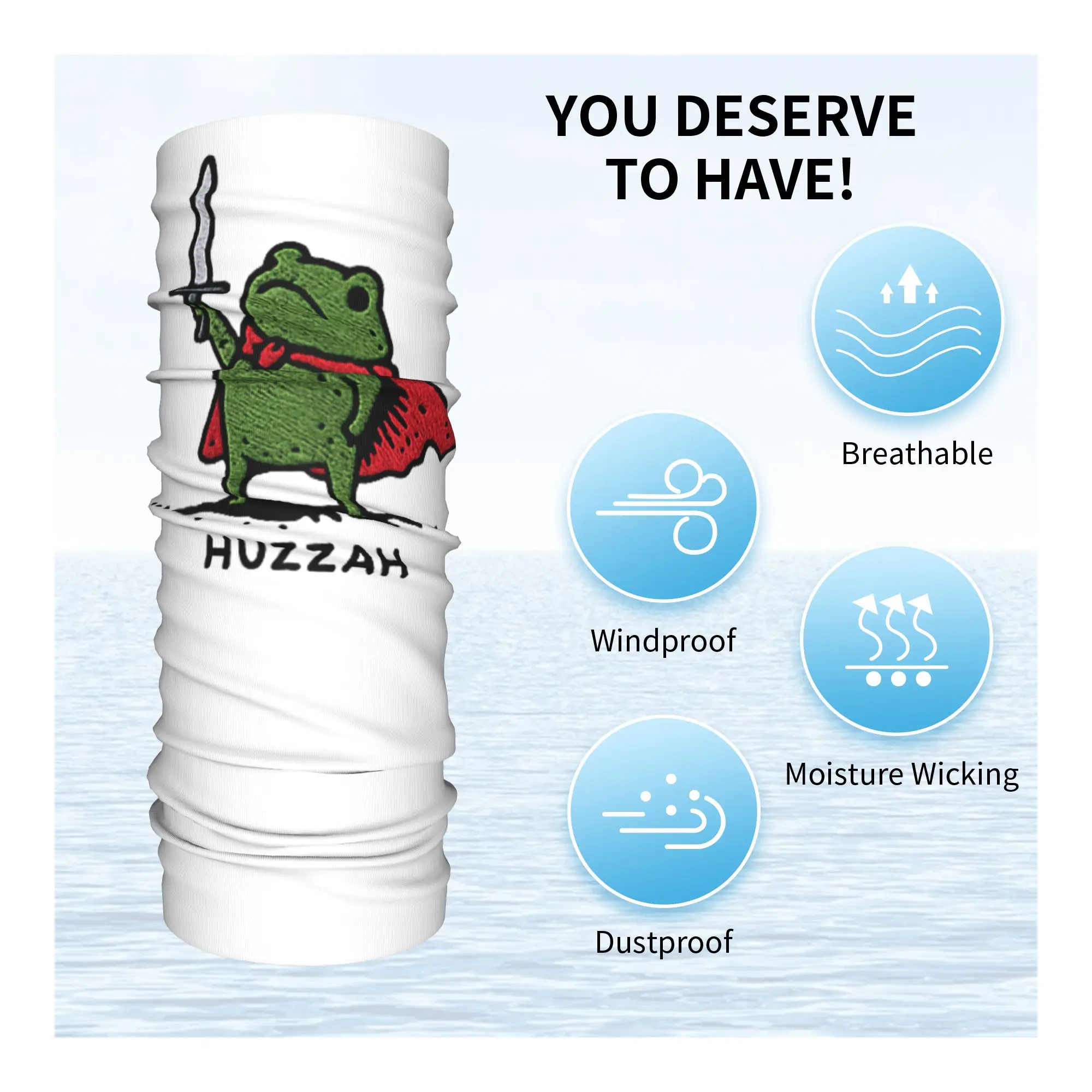 Huzzah Frog Cute Knight Meme Bandana Neck Gaiter Balaclavas Face Mask Scarf Printed Funny Sword Fantasy Headband Unisex Adult - view 4