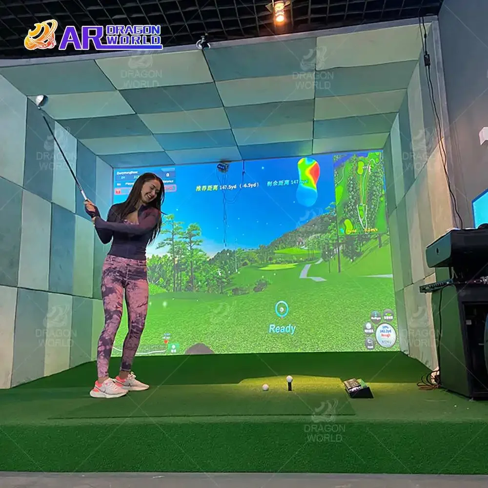 Golf Simulator Smart Screen Met Hologram Interactieve Projectie Golf Training Aids Golfclubs Ballen Voor Entertainment Indoor