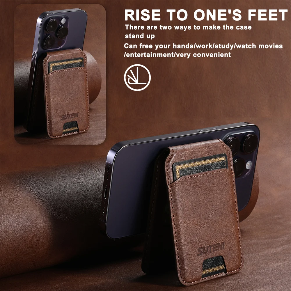 Luxury Flip Slot Card Bag Holder Magnetic Leather Wallet for iPhone 17 16 15 14 13 12 11 or Samsung S25 S24 S23 S22 Ultra Phone