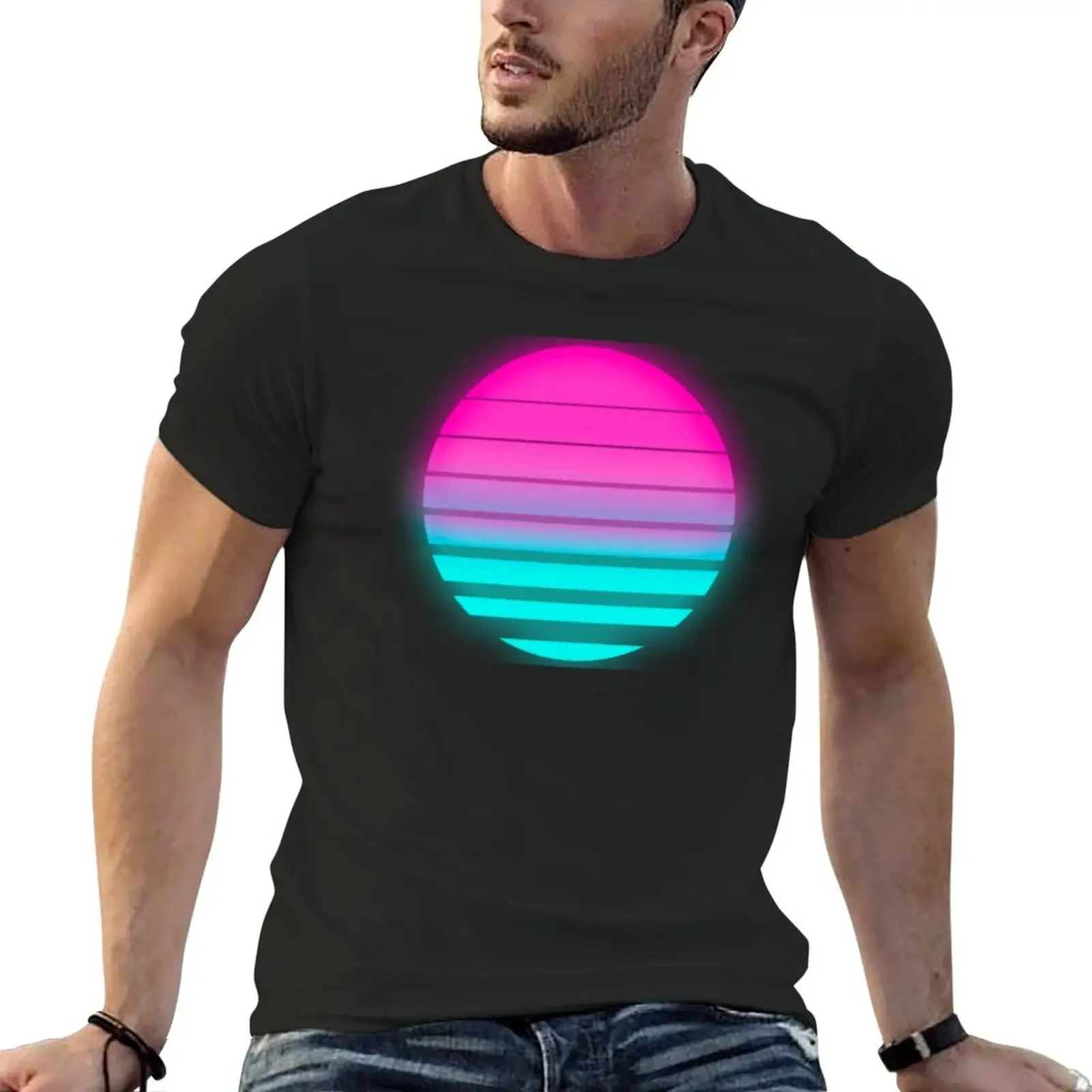 neon vaporwave sun T-Shirt designer shirts shirts graphic tees anime tshirt Men's clothing