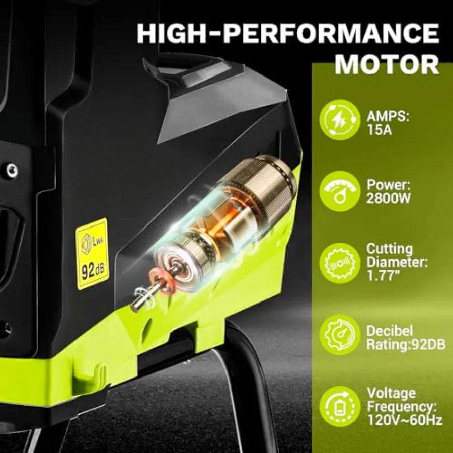 ماكينة تقطيع الخشب الكهربائية 15 أمبير مع قوة 2800 وات وقطر قطع 1.77 بوصة لآلات تغطية أوراق الحديقة الفعالة المجهزة