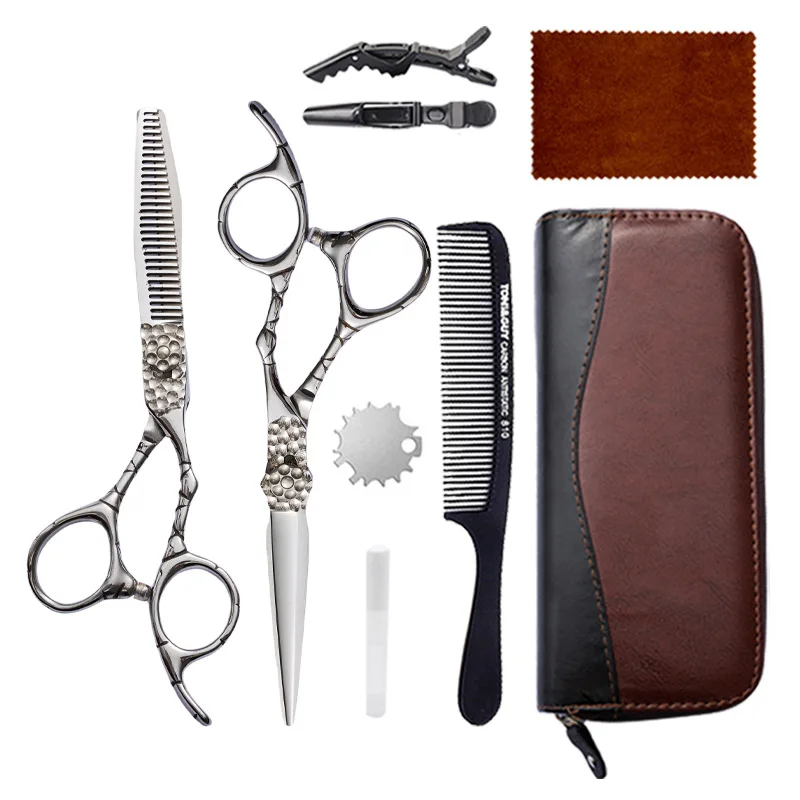 

6 Inch Stainless Steel Barber Scissors Set - Hair Cutting Scissors & Thinning Shears Salon Hairdressing Tools Kit for Home Use