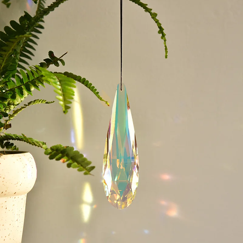 Colorful Slender Water Drop Crystal Prism Hanging Pendant Home Decor Chandelier Crystal Prism Pendant