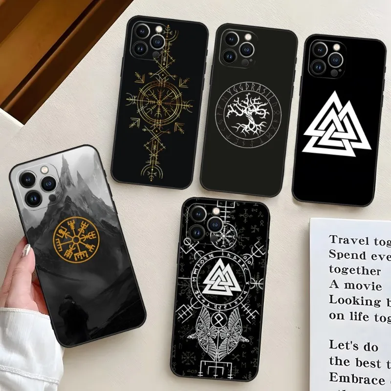 Viking Vegvisir Logo Phone Case for iphone 15 Pro Max 14 Mini 13 12 11 X Xr Xs 15 8 Plus Luxury Soft Back Cover