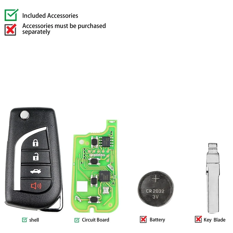 Universal Remote Key For Xhorse XKTO10EN For Toyota Flip 4 Button Style For VVDI Key Tool