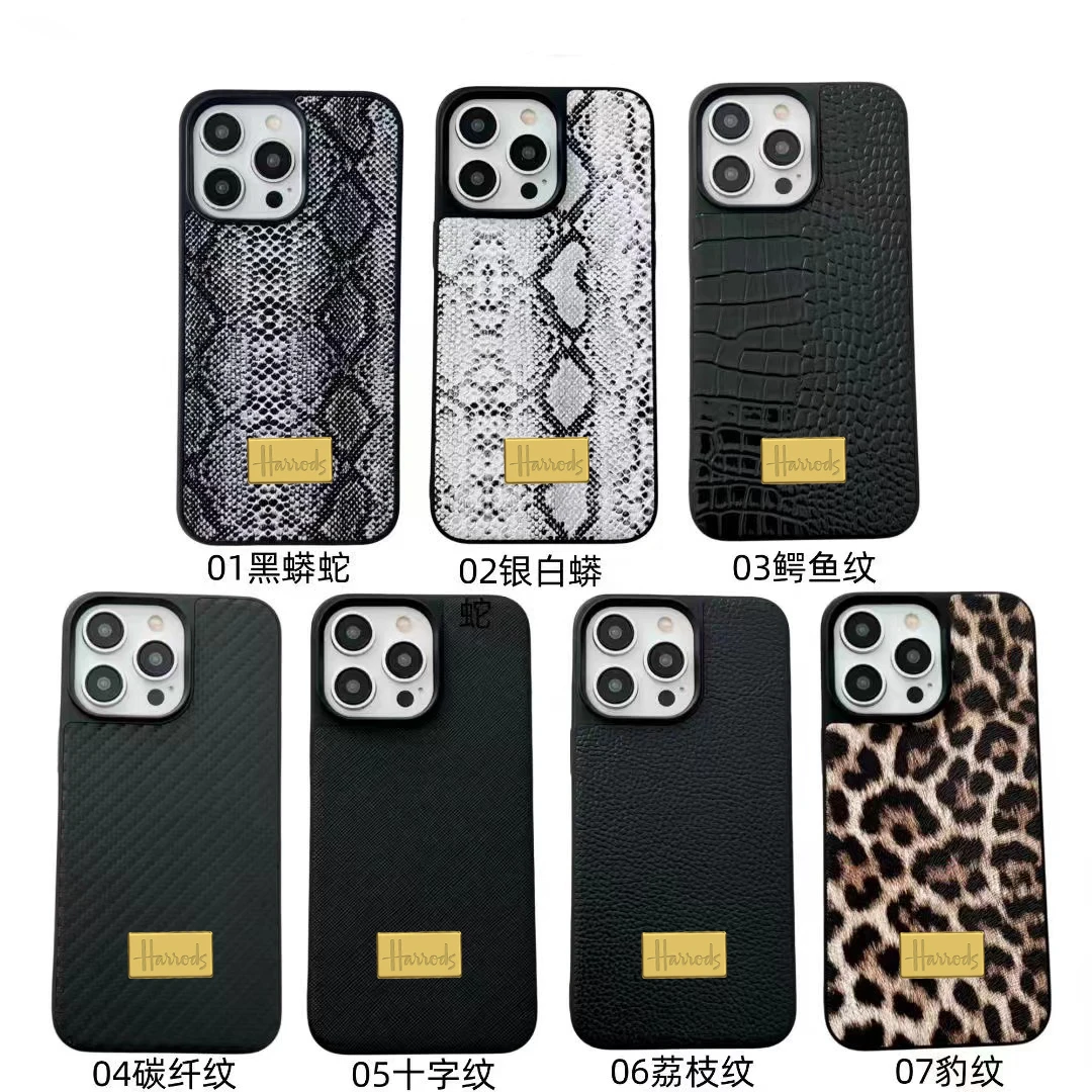 Luxury Metal letter Animal PU leather Couple Case for iPhone 16 15 14 Phone Cover 16 13 12 11 Pro MAX Hard Shockproof Back Funda