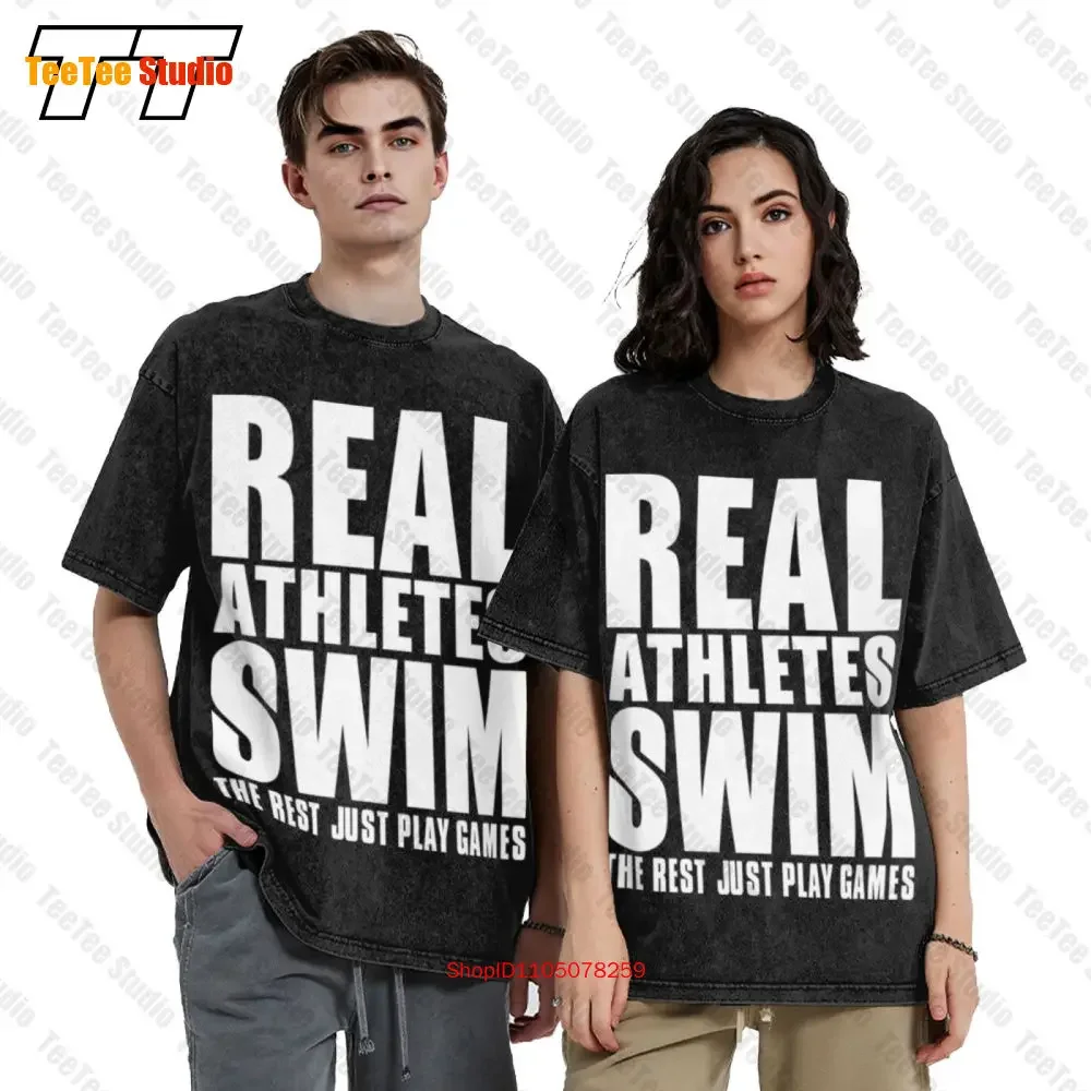 Real Athletes Swim Swimmer Team Sport Vintage Oversized T-Shirt VWGR