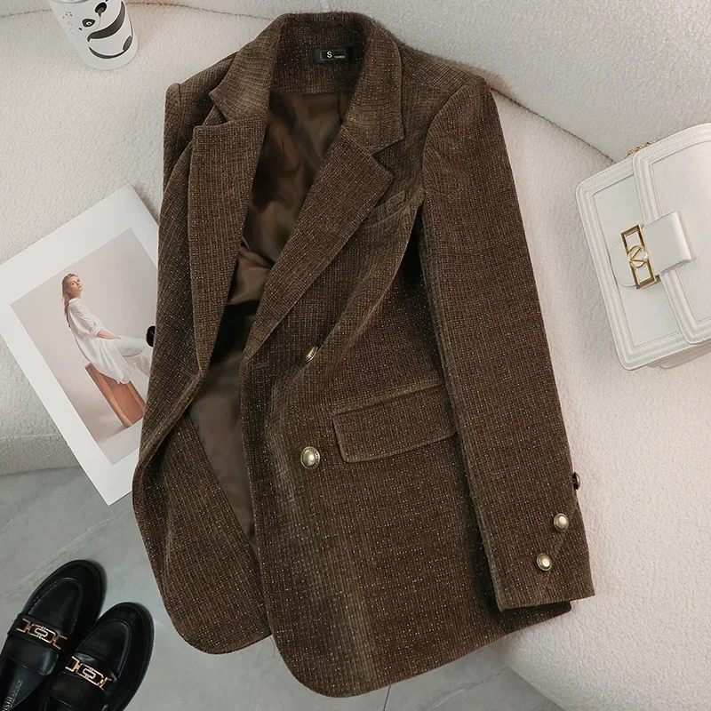 خريف شتاء جديد أنيق سروال قصير المرأة سترة فضفاضة ملابس خارجية غير رسمية الإناث معطف جودة مريحة #1