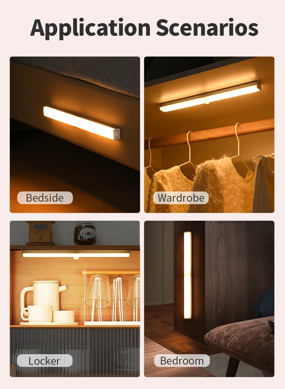 LED Desk Lamp Hanging Magnetic Stepless Dimming LED Night Light USB Rechargeable Bedroom Light Cabinet Closet Reading Night Lamp