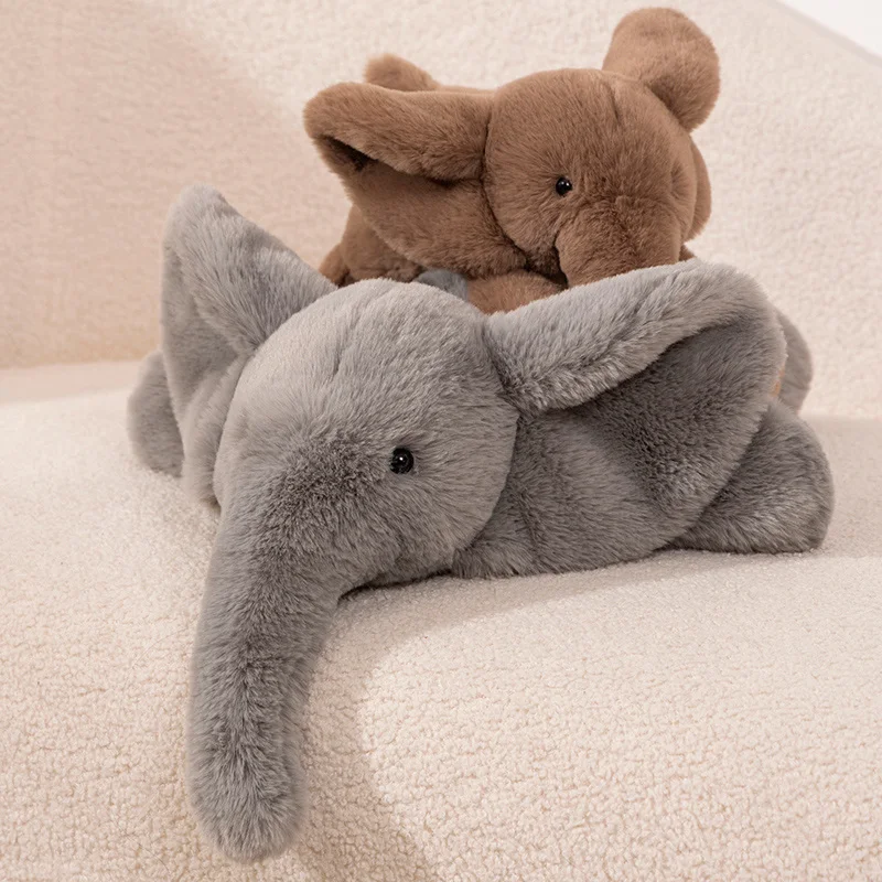 45/60cm High Quality Lifelike Elephant Plush Doll Brown Gray White Super Soft Plush Doll Home Decoration Birthday Gift For Boys