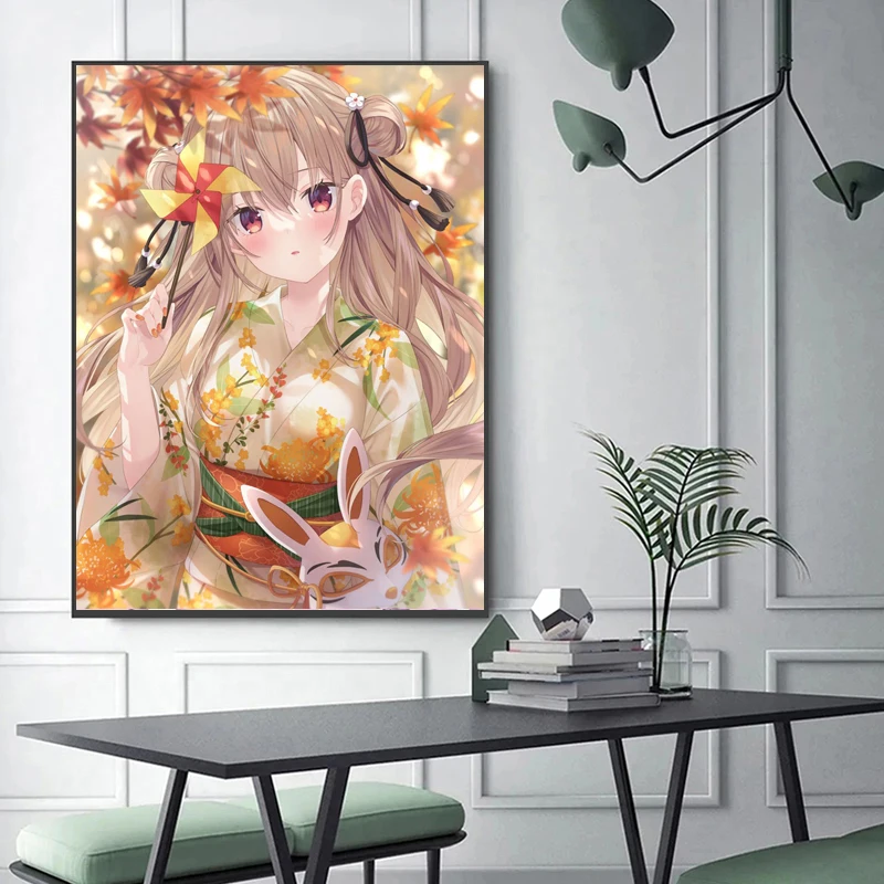 5D Fairy Dust Drill Diamond Painting Cross Stitch Cartoon Girl Flower Full Crystal Diamond Mosaic Embroidery Set Home Decoration