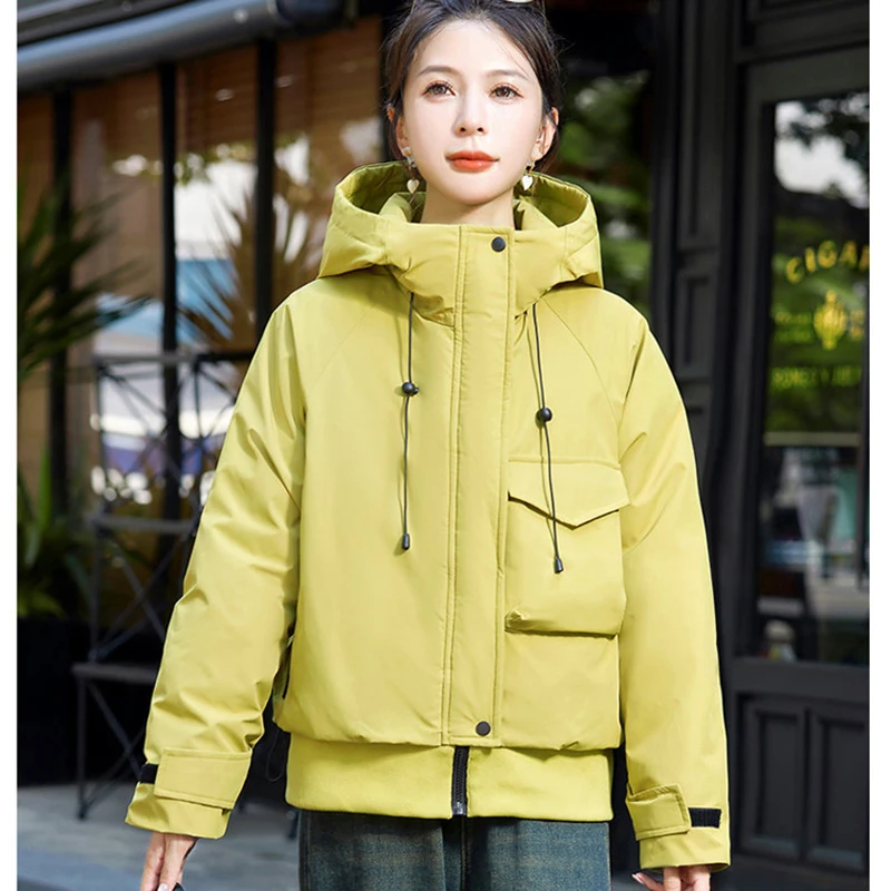 

Winter Hooded Jacket for Women Fashion down Cotton Parker Chic Casual Loose Workwear Y2K Outfit Charge Clothes