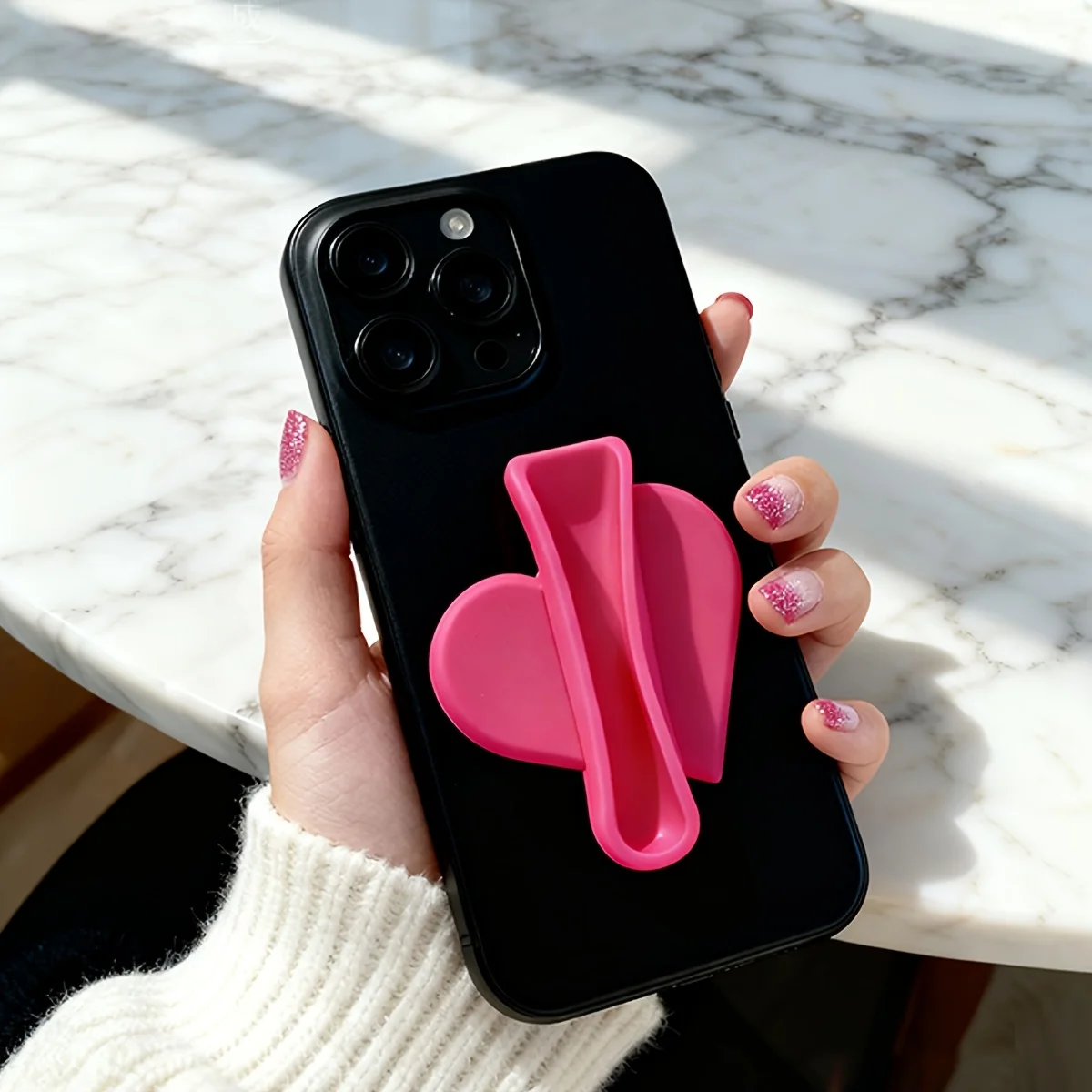 새로운 하트 모양 실리콘 폰 홀더, 부드러운 실리콘 입술 모양 립글로스 신용카드 수납- 접착식 휴대용 홀더