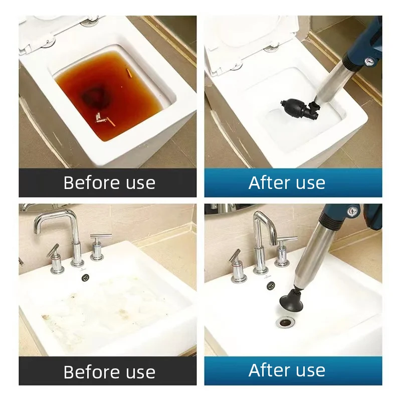 전동 에어 플런저 변기 막힘 제거 도구 - 강력한 배관 막힘 제거 기계, 가정용 변기 하수구 청소 막힘 제거기