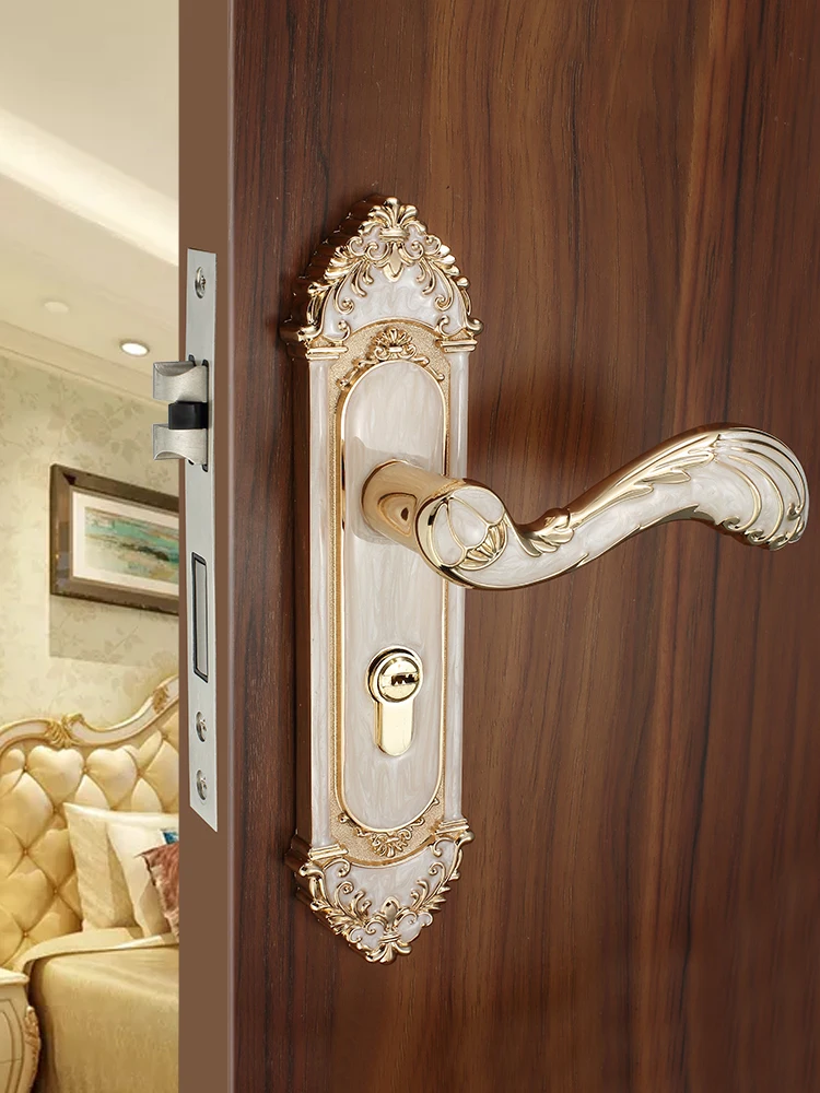 Yy European-Style Door Lock Indoor White Bedroom Lock Household Mute Room Door Lock