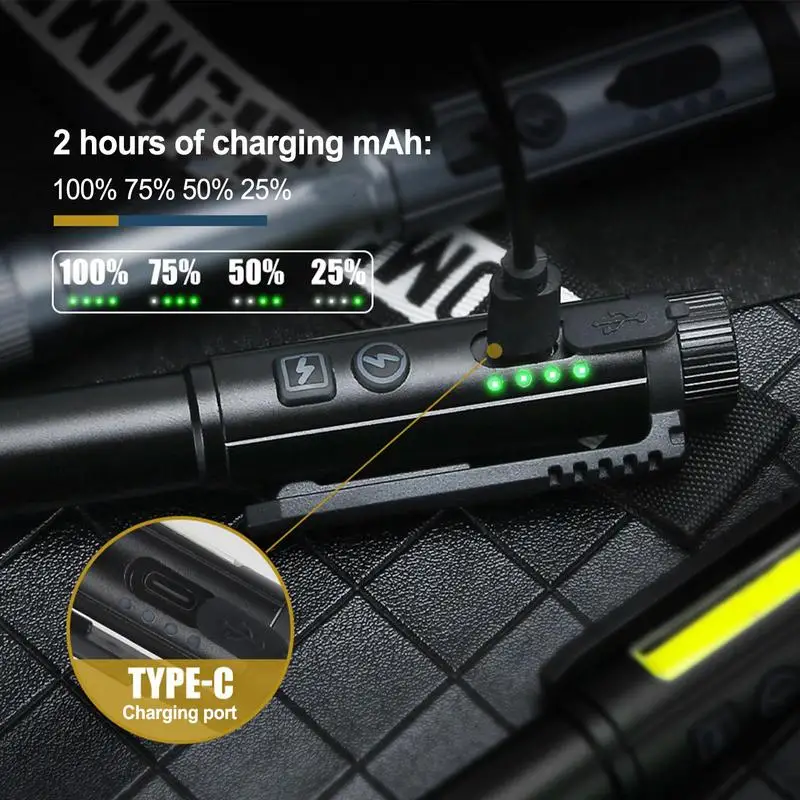

Led Pen Flashlight Rechargeable Pocket Flashlights 500 Lumen Portable Bright Work Light with 2 Modes for Camping Hiking