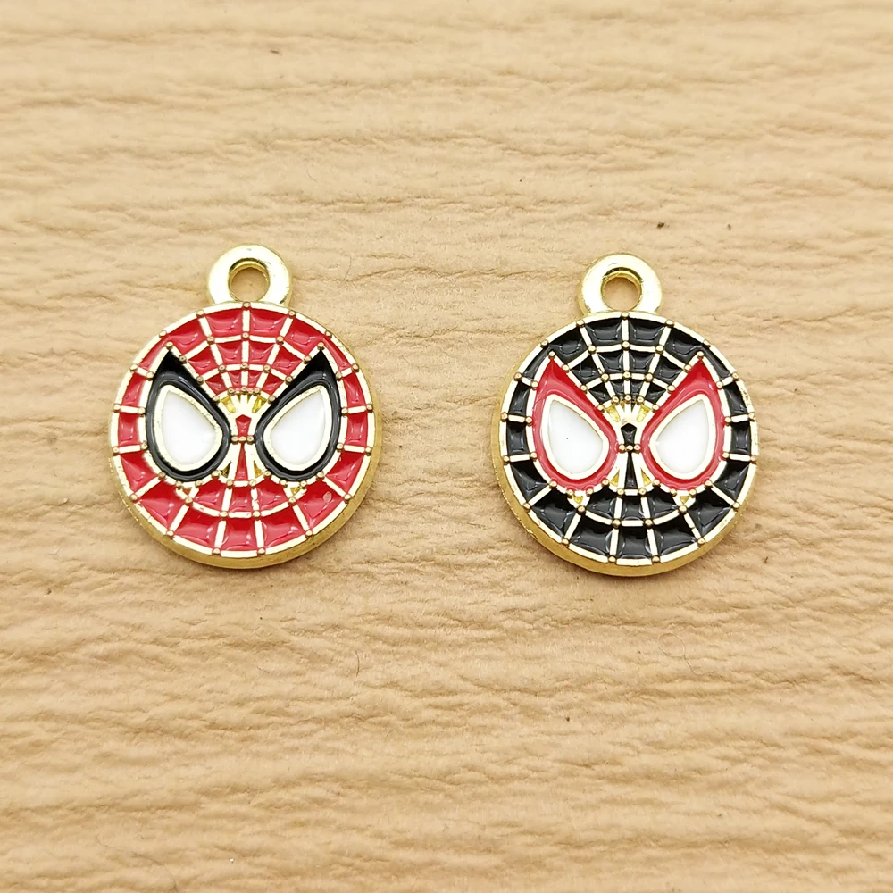 10pcs Spider Man Charm for Jewelry Making Enamel Necklace Earring Bracelet Pendant Diy Accessories Alloy Metal Gold Plated