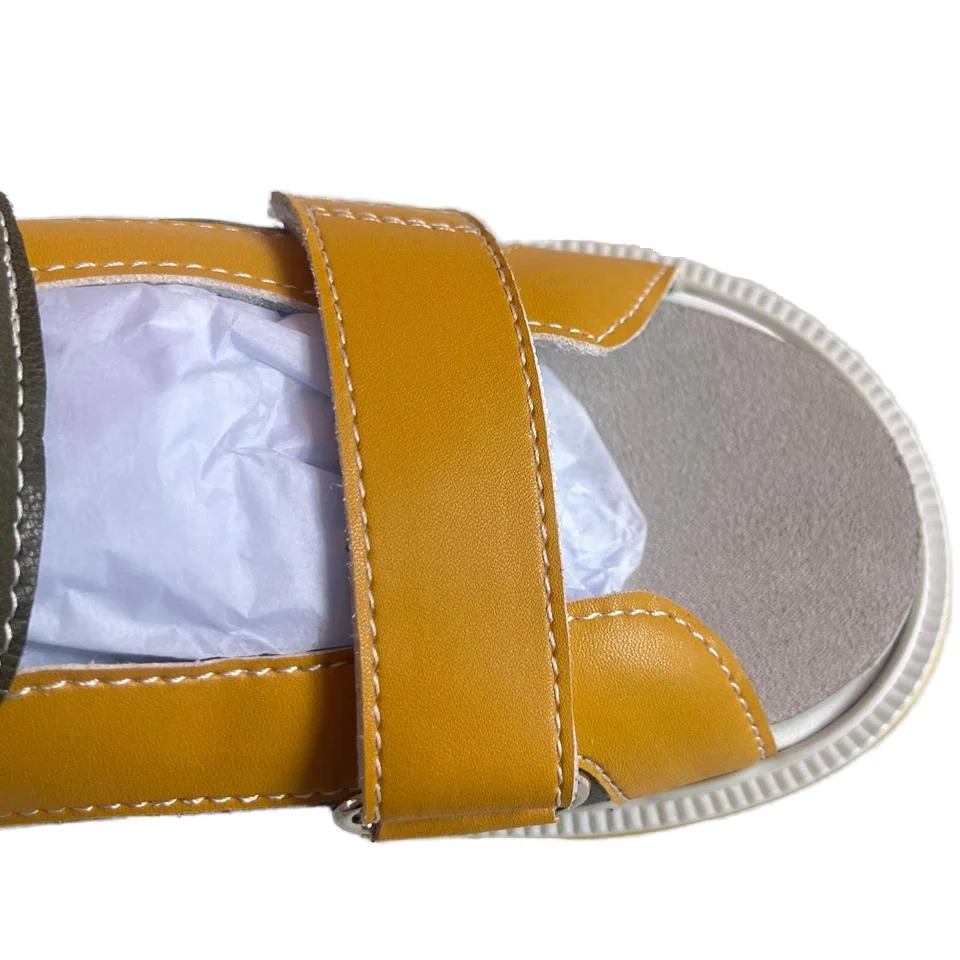 High Top Yellow Genuine Leather Sandals Children Orthotics Non-Slip Insole Cerebral Palsy Correction Shoes CE Certified Buckle