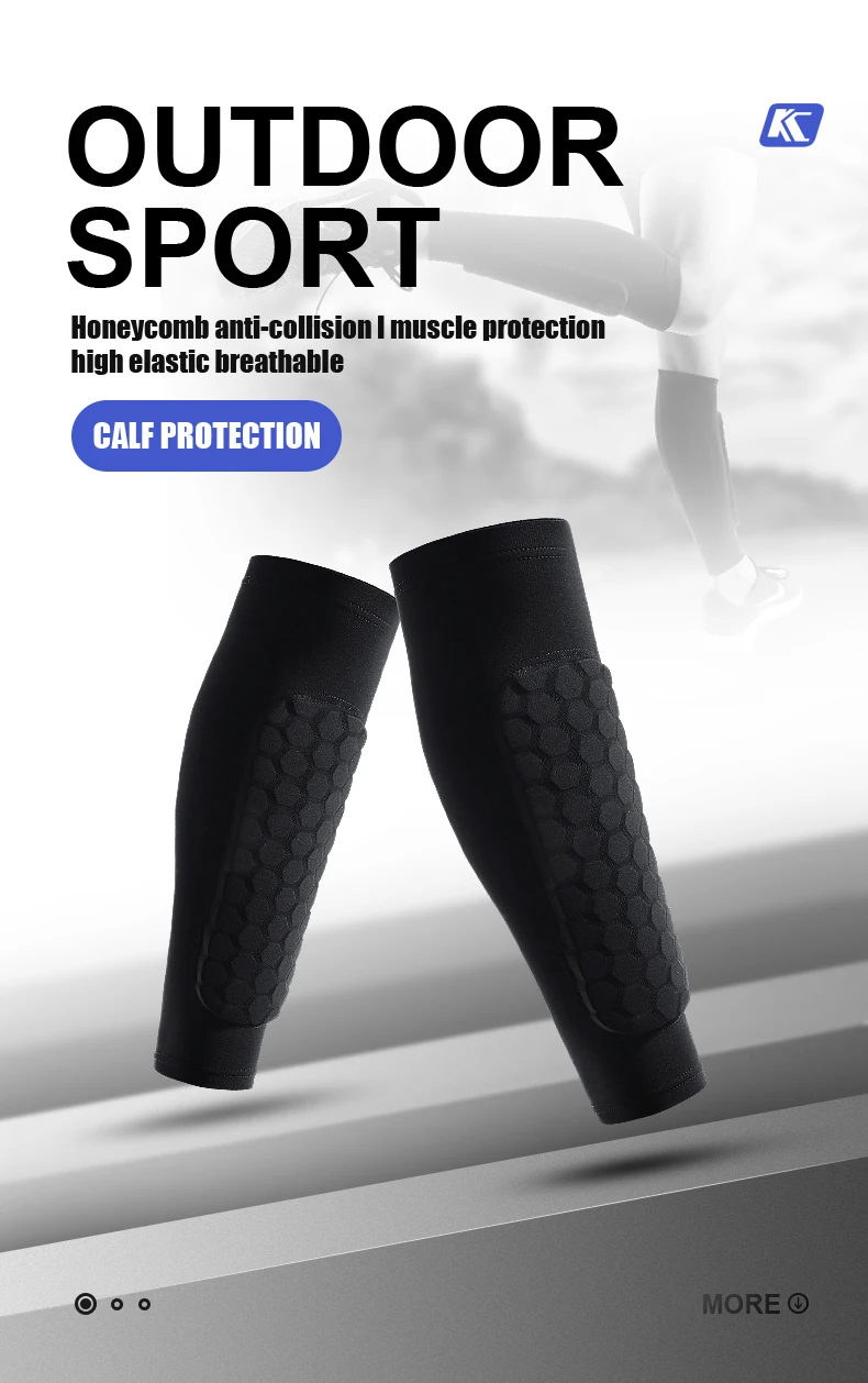 Fußball-Schienbeinschutz-Socken-Ärmel mit Schaumstoff, Wadenkompressionsmanschette, Wabenpolster, Sport-Leggings und Fußballausrüstung – Detail 1