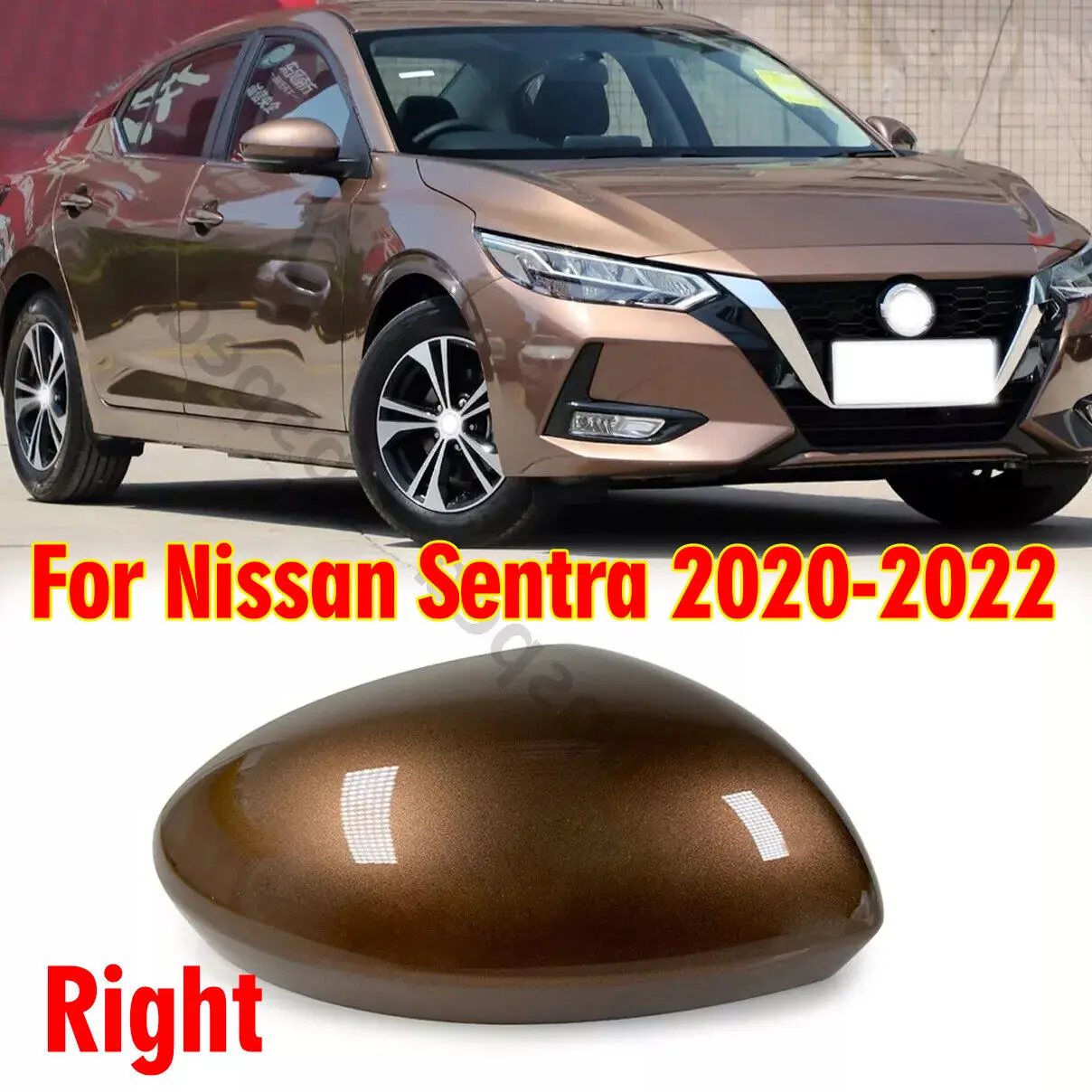 

Brown Right Passenger Side Rearview Mirror Cap Cover For Nissan Sentra 2020-2022