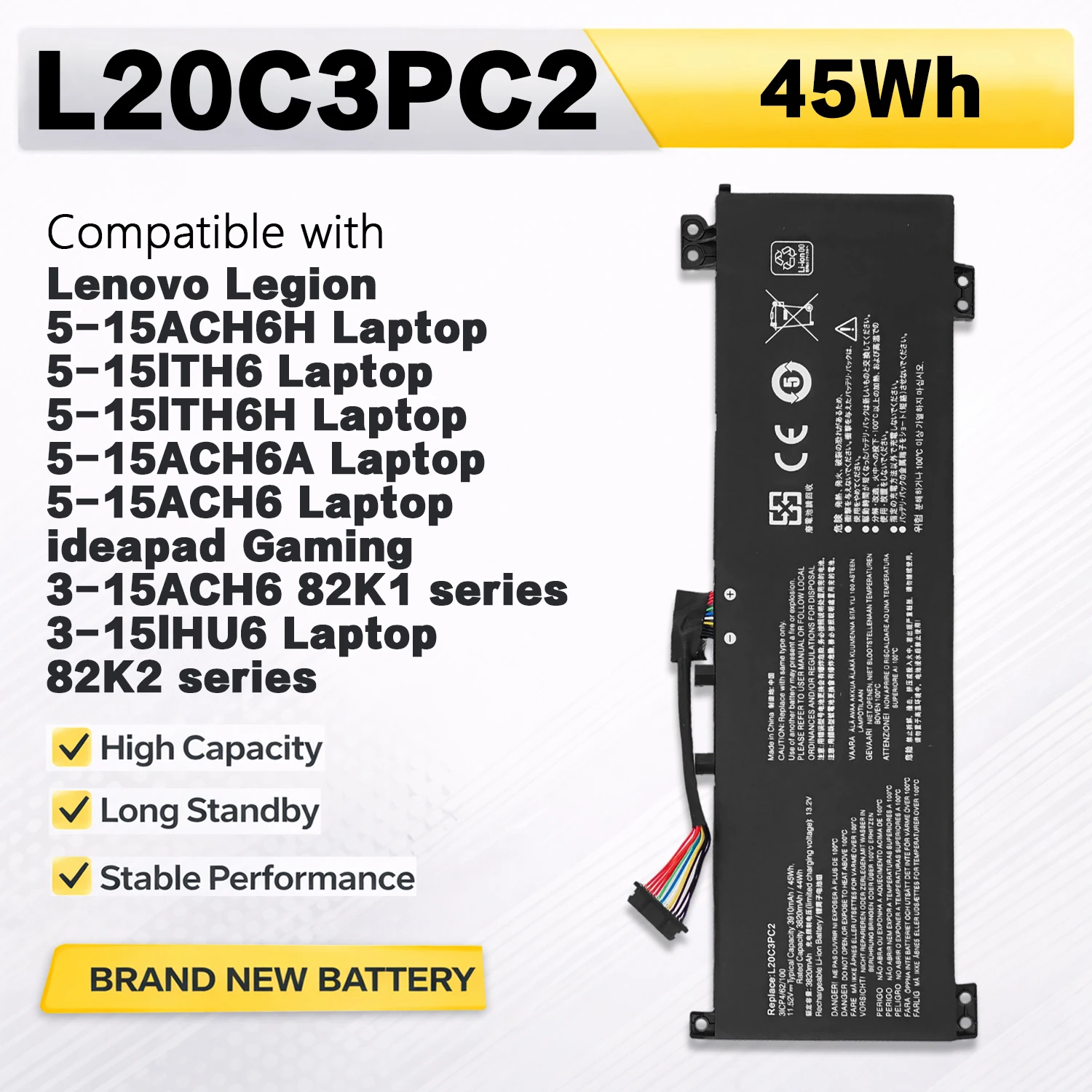 

PowerHub L20C3PC2 11.52V 45Wh Battery For Lenovo Legion 5 5-15ACH6 5-15ITH6 IdeaPad Gaming 3 3-15ACH6 3-15IHU6 Replace L20M3PC2