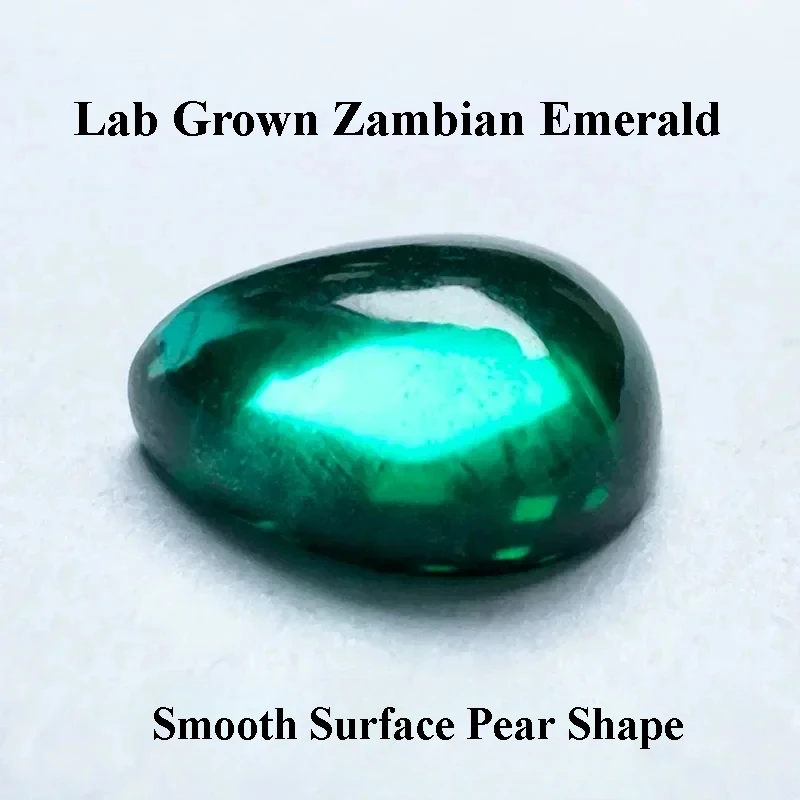 

Lab Grown Zambian Emerald Hydrothermal Smooth Surface Cutting Pear Shape with Cracks Inclusions Selectable AGL Certificate