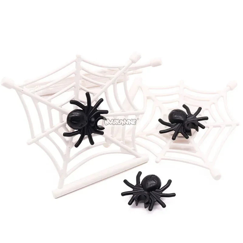 Marumine moc 200 peças de tijolo aranha com abdômen redondo e clipe 30238 mini insetos modelo blocos de construção brinquedos diy acessórios